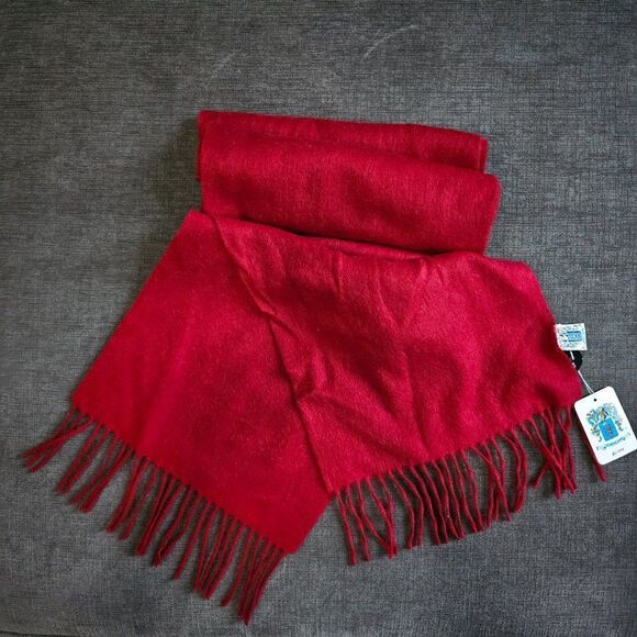 Portolano Women's Red 100% Cashmere Scarves 14 x 75 - Picture 8 of 13
